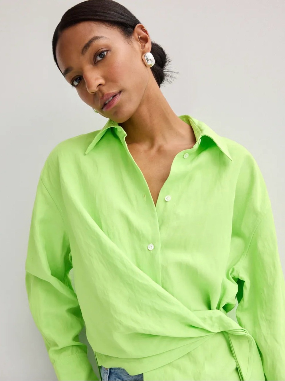 JW ANDERSON Lime Green Wrap Shirt